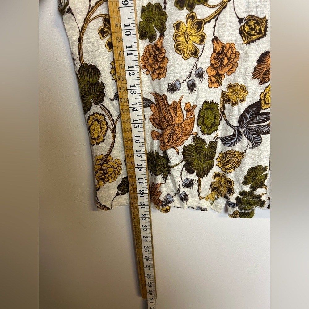 Nicole Miller Floral Print Blouse 100% Linen Size M Fall Cottagecore boho - Picture 5 of 10